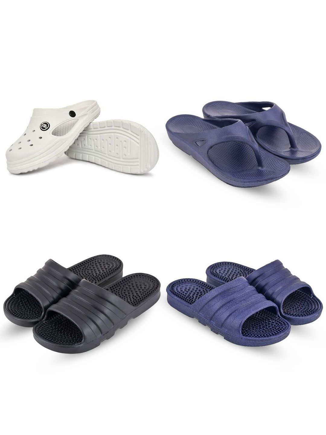 Feel alive Men Pack Of 4 Self Design Lightweight Sliders