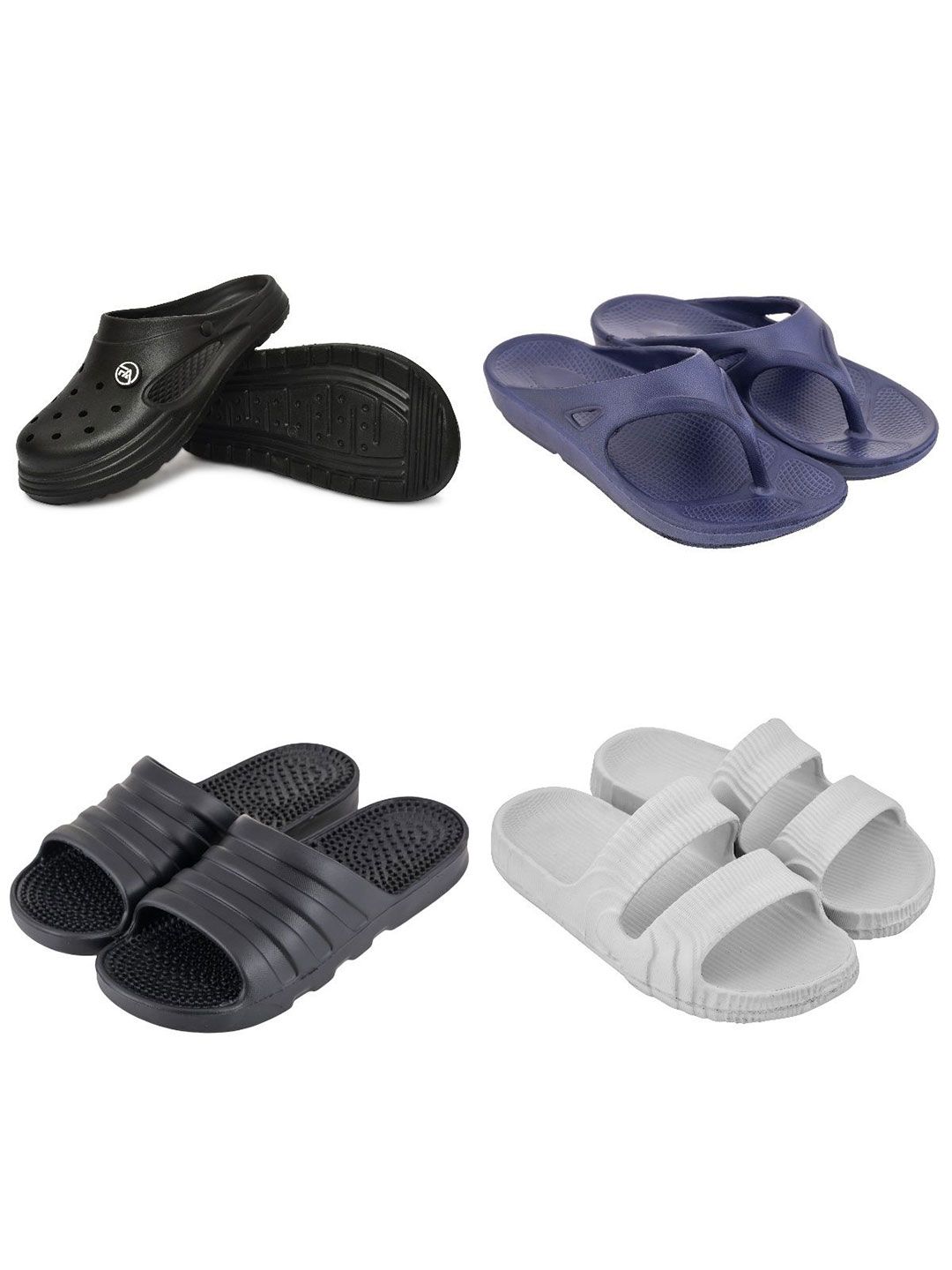 Feel alive Men Set of 4 Perforations Clogs Flip Flops