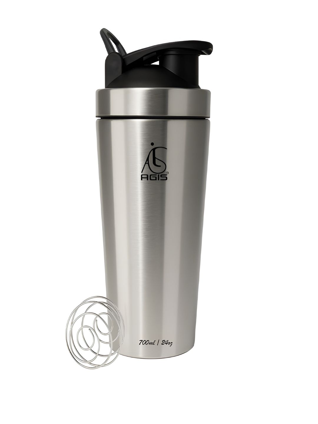 AGIS Silver-Toned Stainless Steel Brand Logo Water Bottle-700 ml
