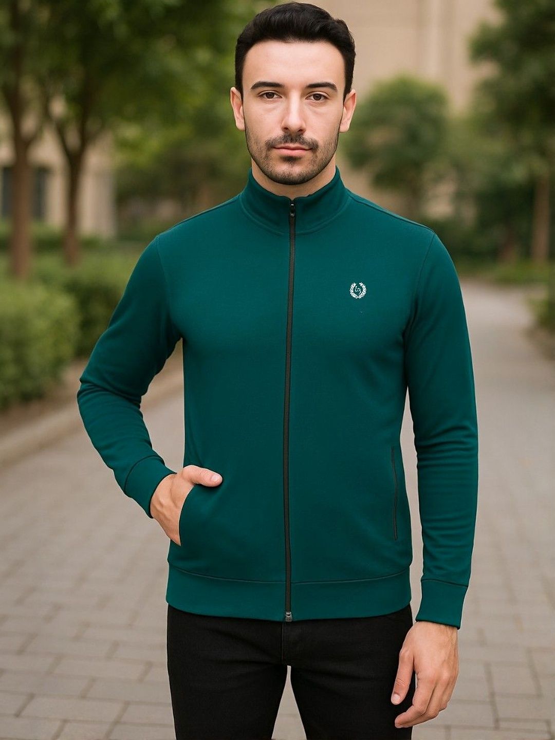 LEE BONEE Men Green Solid Mock Collar Sporty Jacket