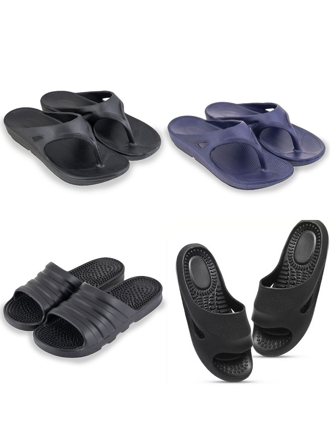 Feel alive Men Set of 4 Pair Self Design Lightweight Sliders