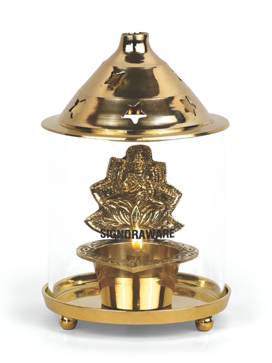 SignoraWare Gold Toned Laxmi Akhand Diya