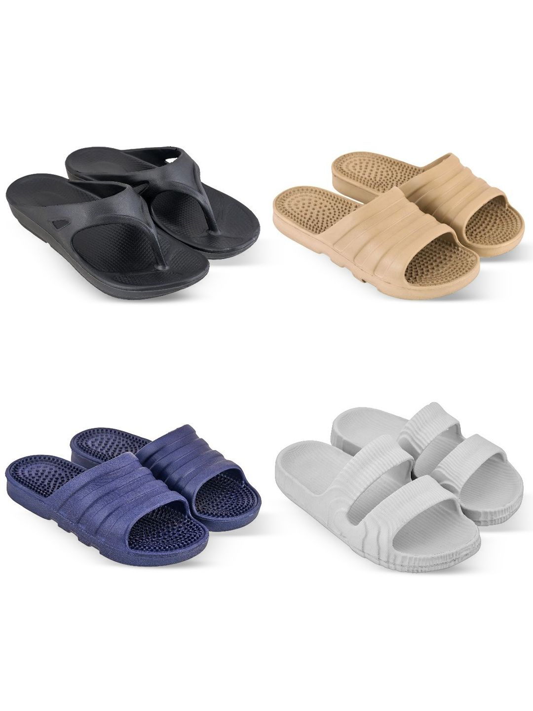 Feel alive Men Set Of 4 Lightweight Flip Flops
