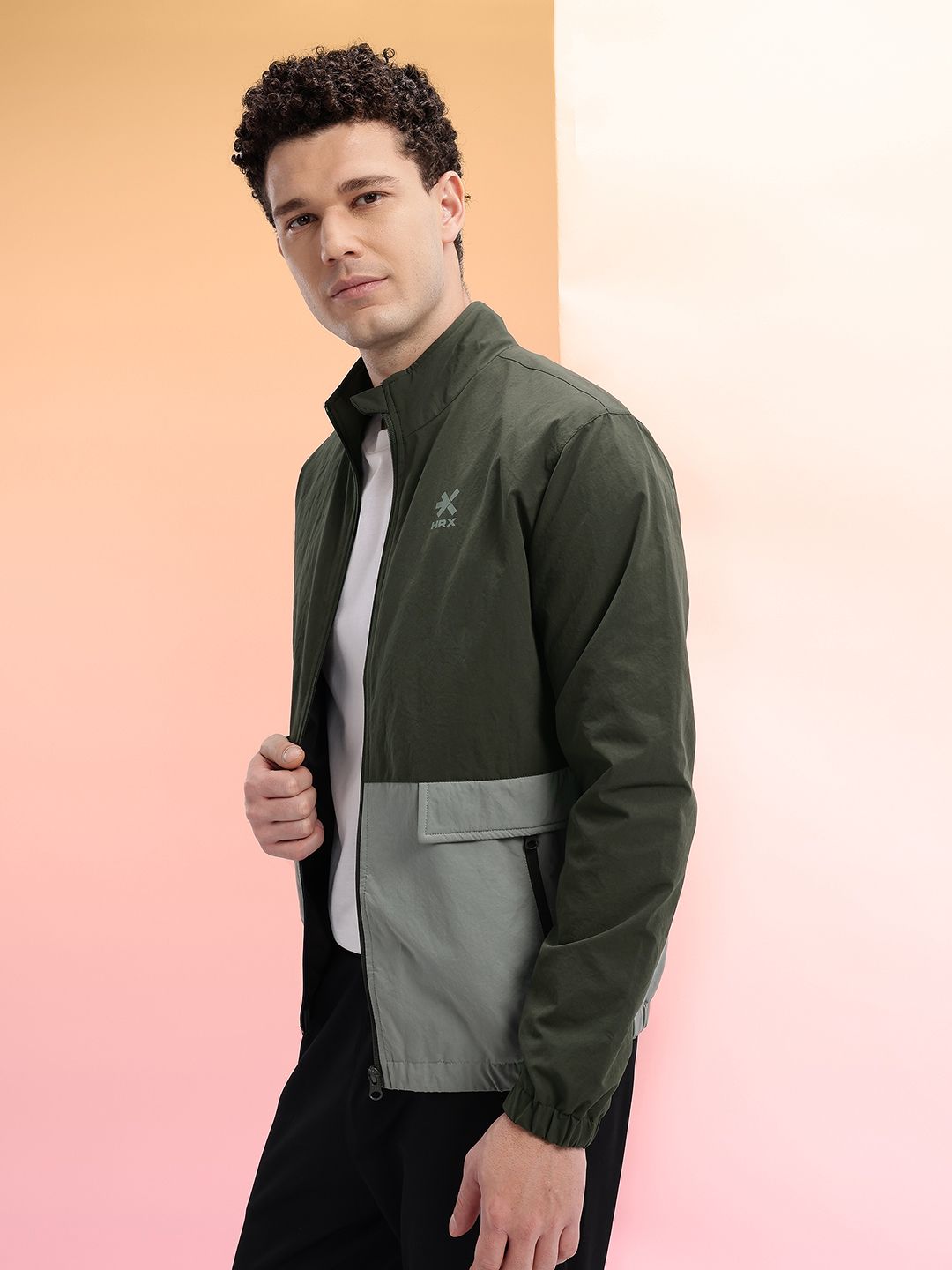 HRX by Hrithik Roshan Mock Collar Colourblocked Bomber Jacket