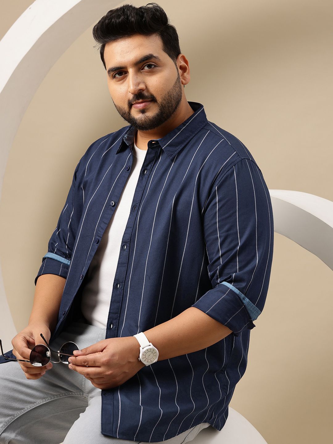 Buy Sztori Plus Size Premium Striped Casual Shirt - Shirts for Men