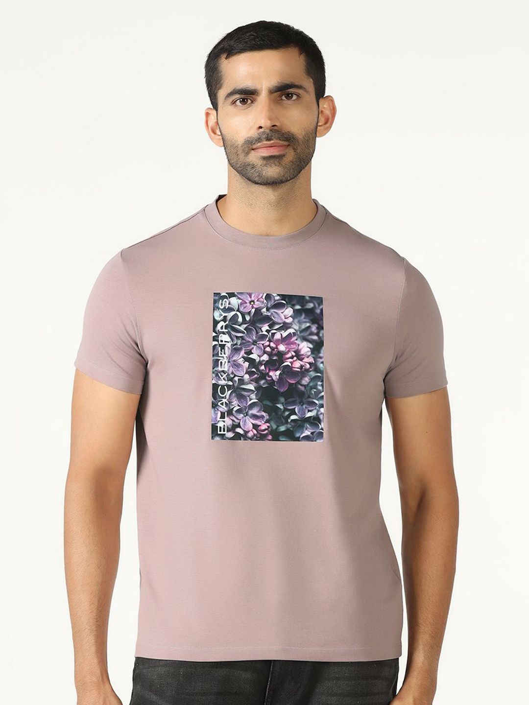 Blackberrys Floral Printed Short Sleeves Cotton Slim Fit T-shirt
