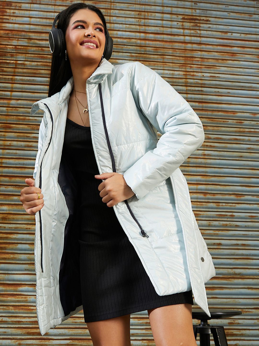 PINACOLADA Women Spread Collar Solid Lightweight Puffer Jacket