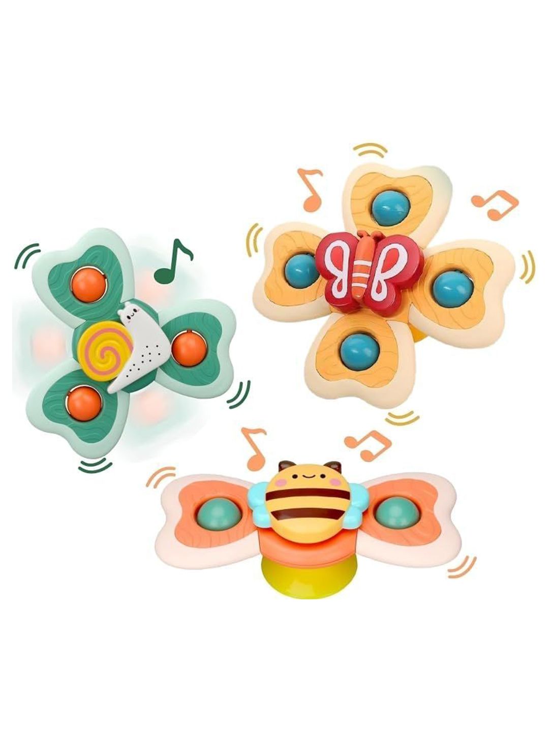Kidoyz Kids Set Of 3 Rotating Suction Cup Spinning  Bow Activity Toys and Games