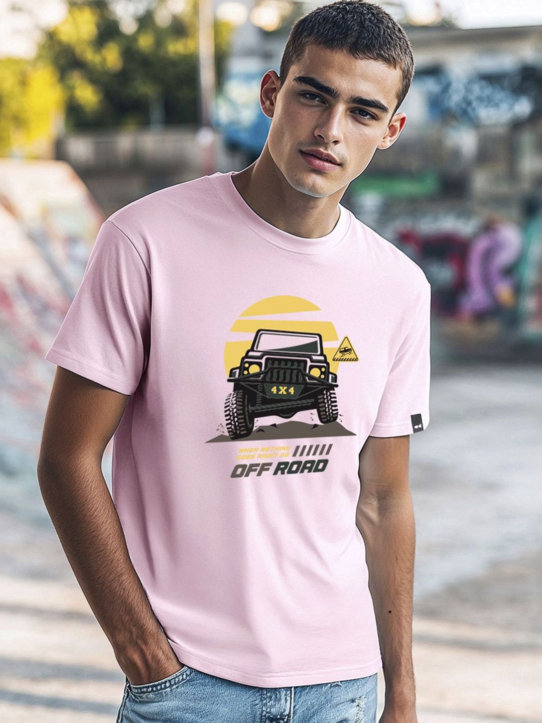 Bewakoof Men Graphic Printed Round Neck Pure Cotton T-shirt