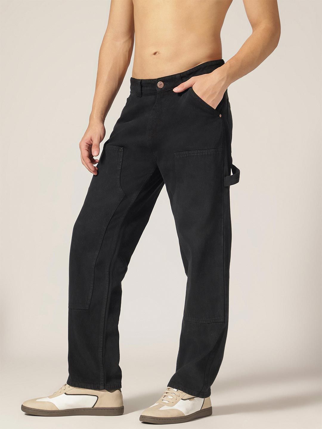 DENNISON Men Comfort Baggy Mid-Rise Clean Look Carpenter Jeans