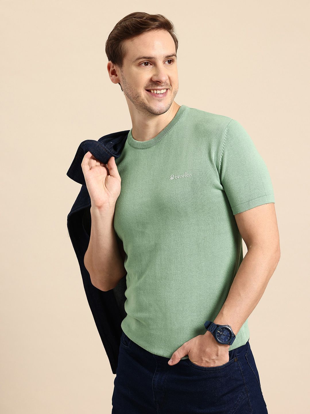 United Colors of Benetton United Colors of Benetton Brand logo Detail Pure Cotton Pullover