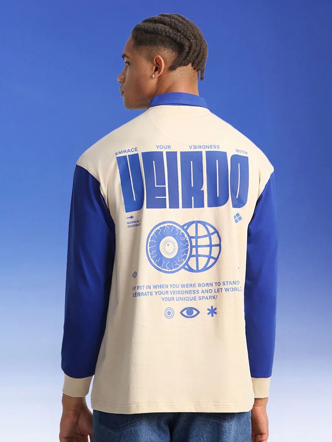 Buy VEIRDO Men Full Sleeve Pure Cotton Back Printed Oversized