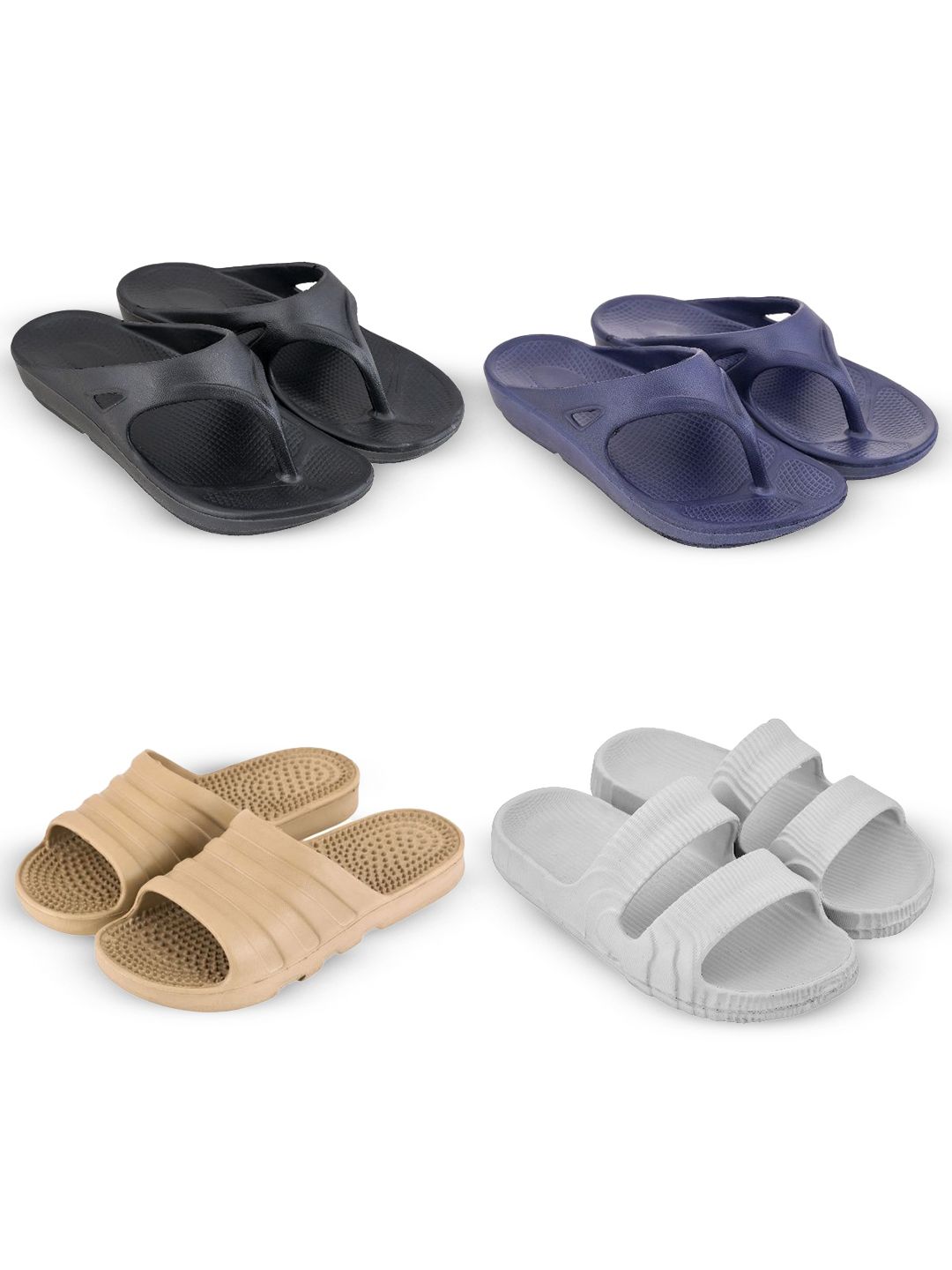 Feel alive Men Pack Of 4 Ultra-Comfortable & Lightweight Flip Flops