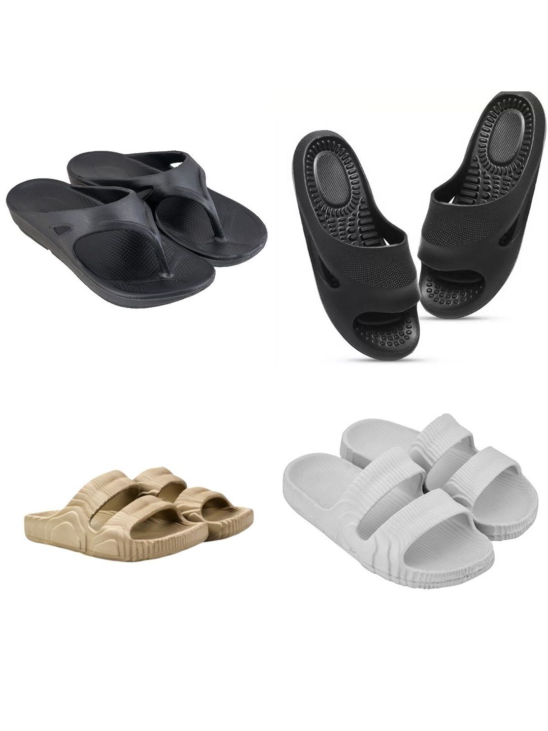 Feel alive Men Set of 4 Solid Ultra-Comfortable & Lightweight Sliders
