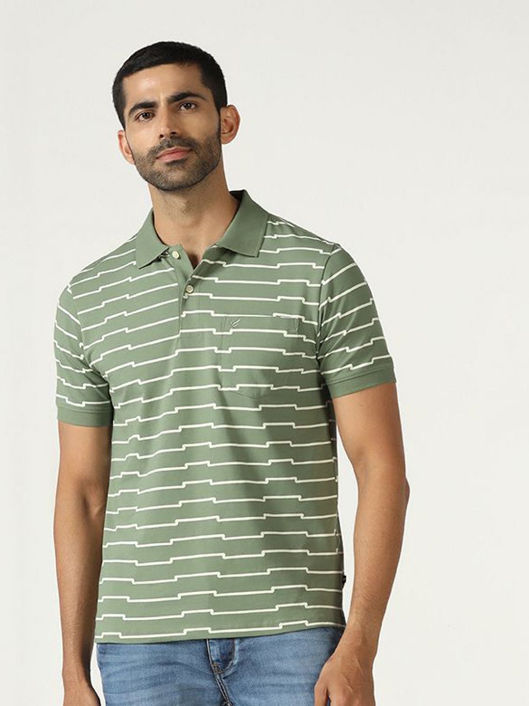 Blackberrys Striped Polo Collar Short Sleeves Cotton Slim Fit T-shirt