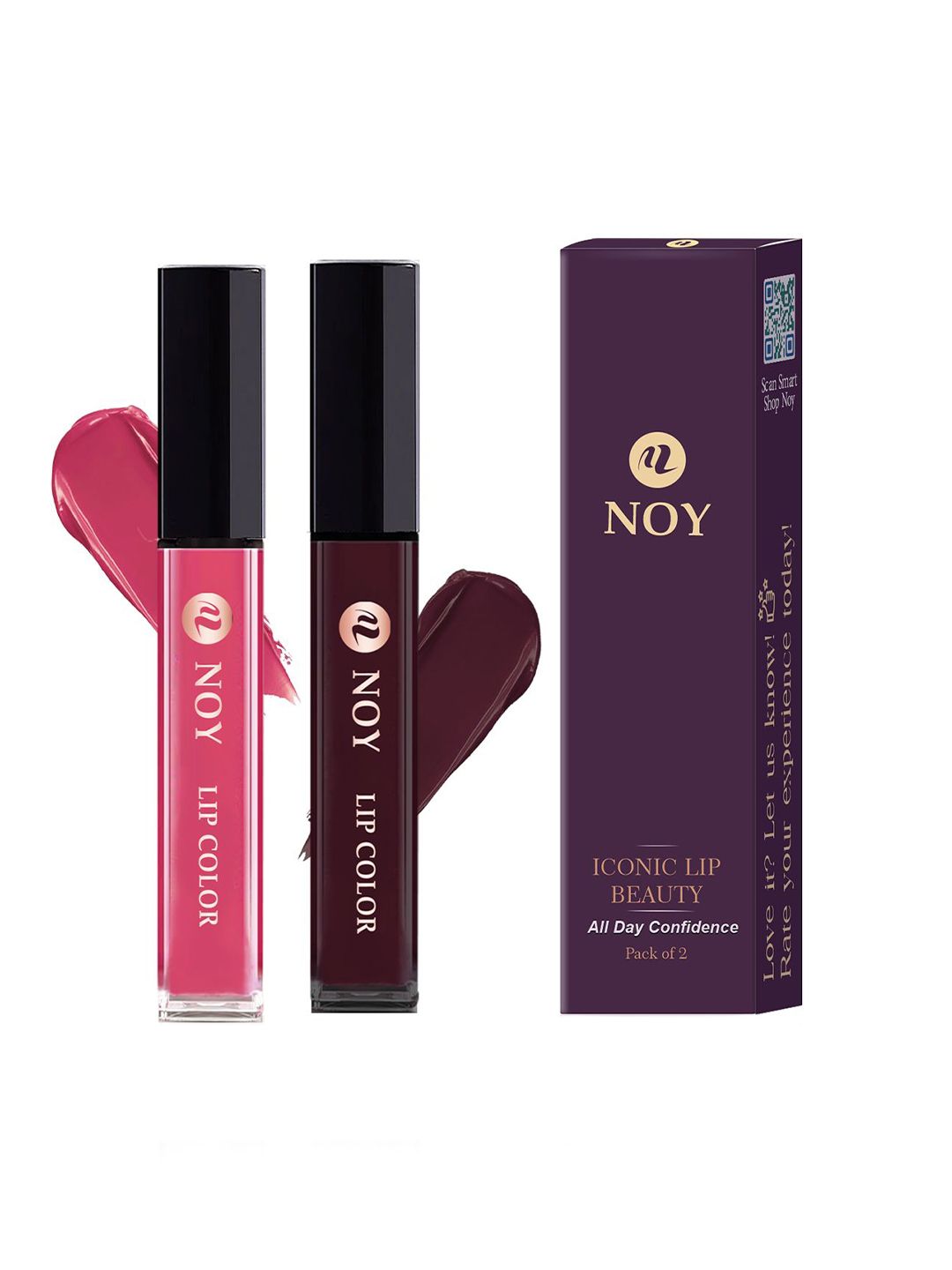 NOY NOY Set Of 2 Matte Finish Waterproof Liquid Lipsticks - 4 ml Each - Peach & Coffee Wine