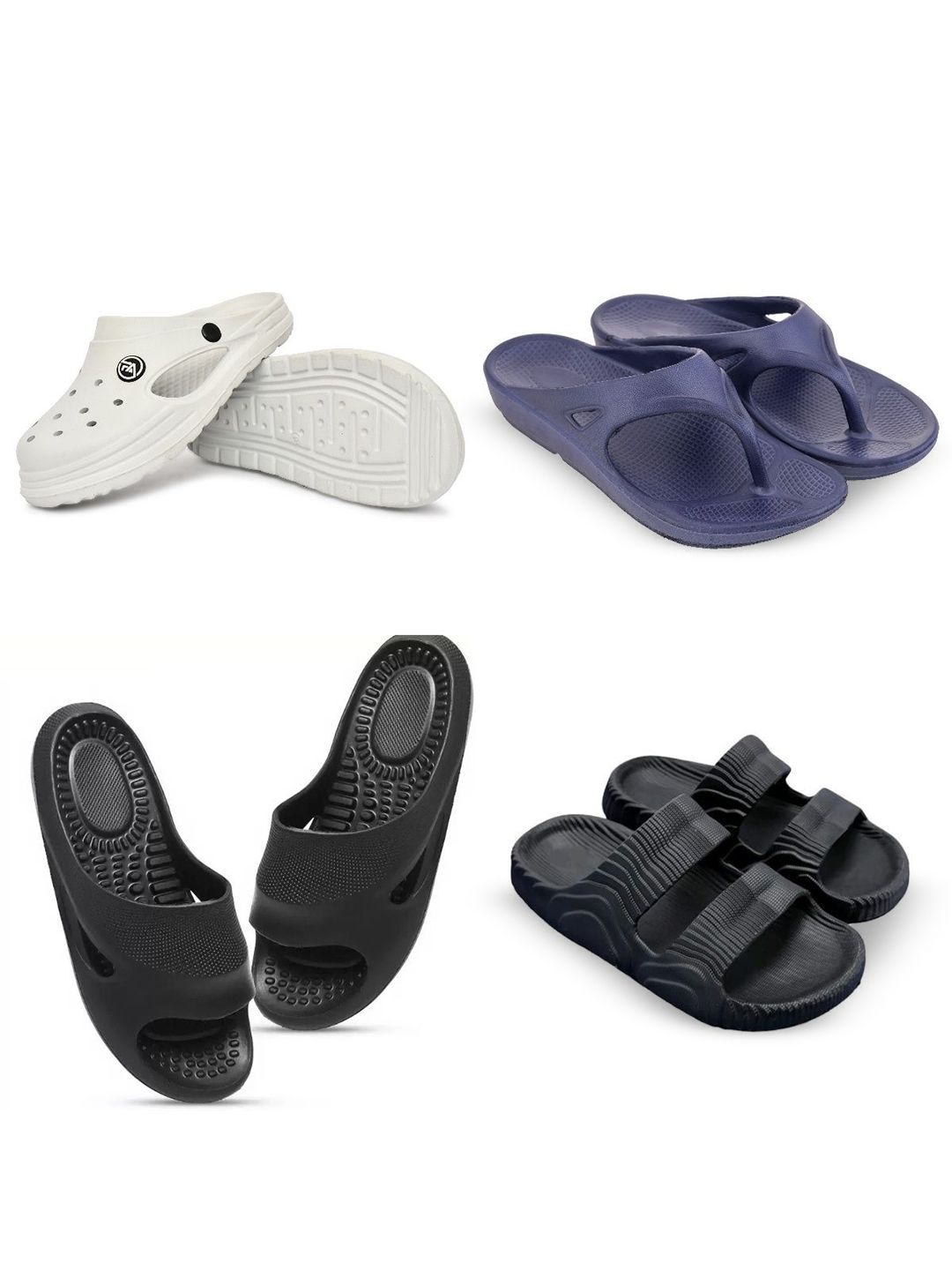 Feel alive Men Pack Of 4 Self Design Lightweight Sliders