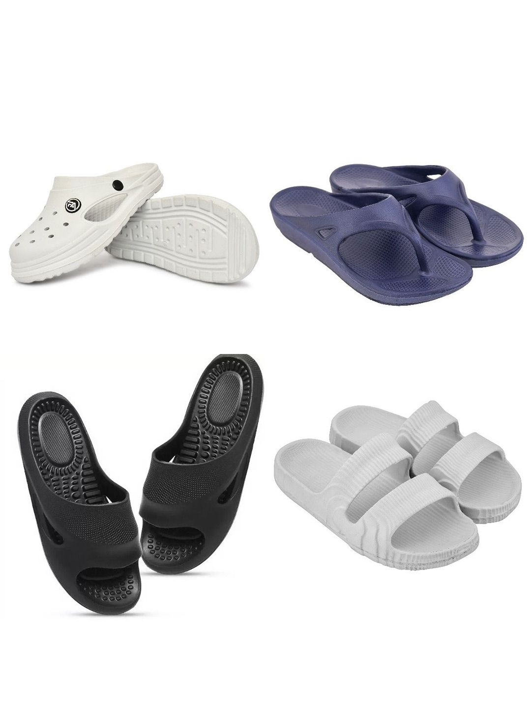 Feel alive Men Set Of 4 Lightweight EVA Flip Flops