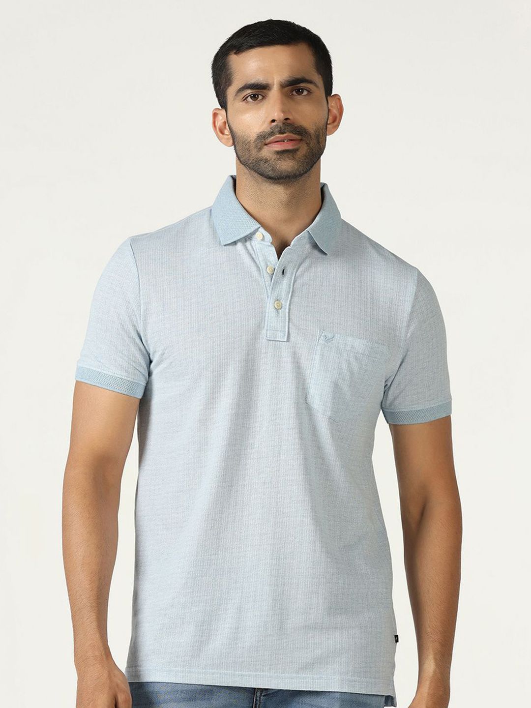 Blackberrys Men Self Design Polo Collar T-shirt