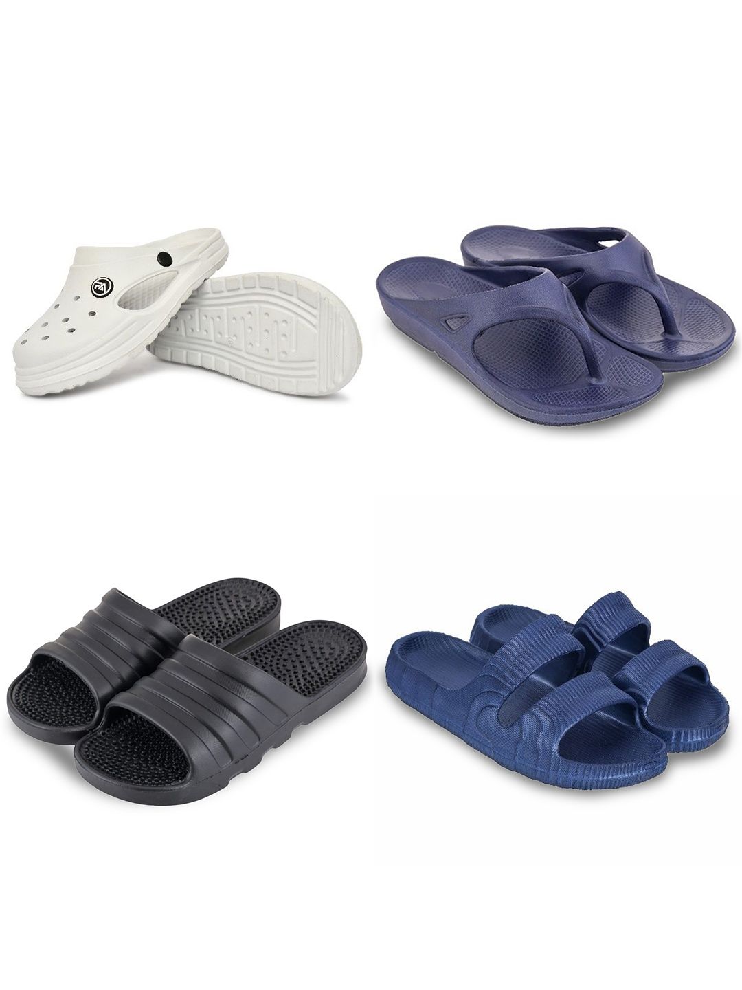 Feel alive Men Set of 4 Solid Ultra-Comfortable & Lightweight Sliders