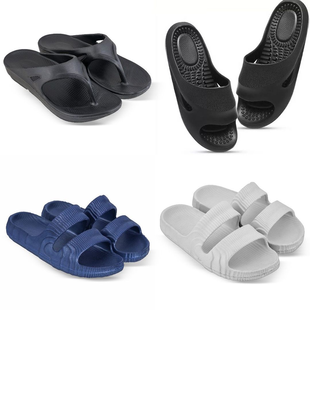 Feel alive Men Set of 4 Self Design Lightweight Flip-Flops
