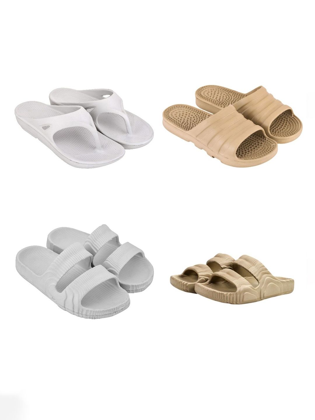 Feel alive Men Set of 4 Solid Ultra-Comfortable & Lightweight Sliders