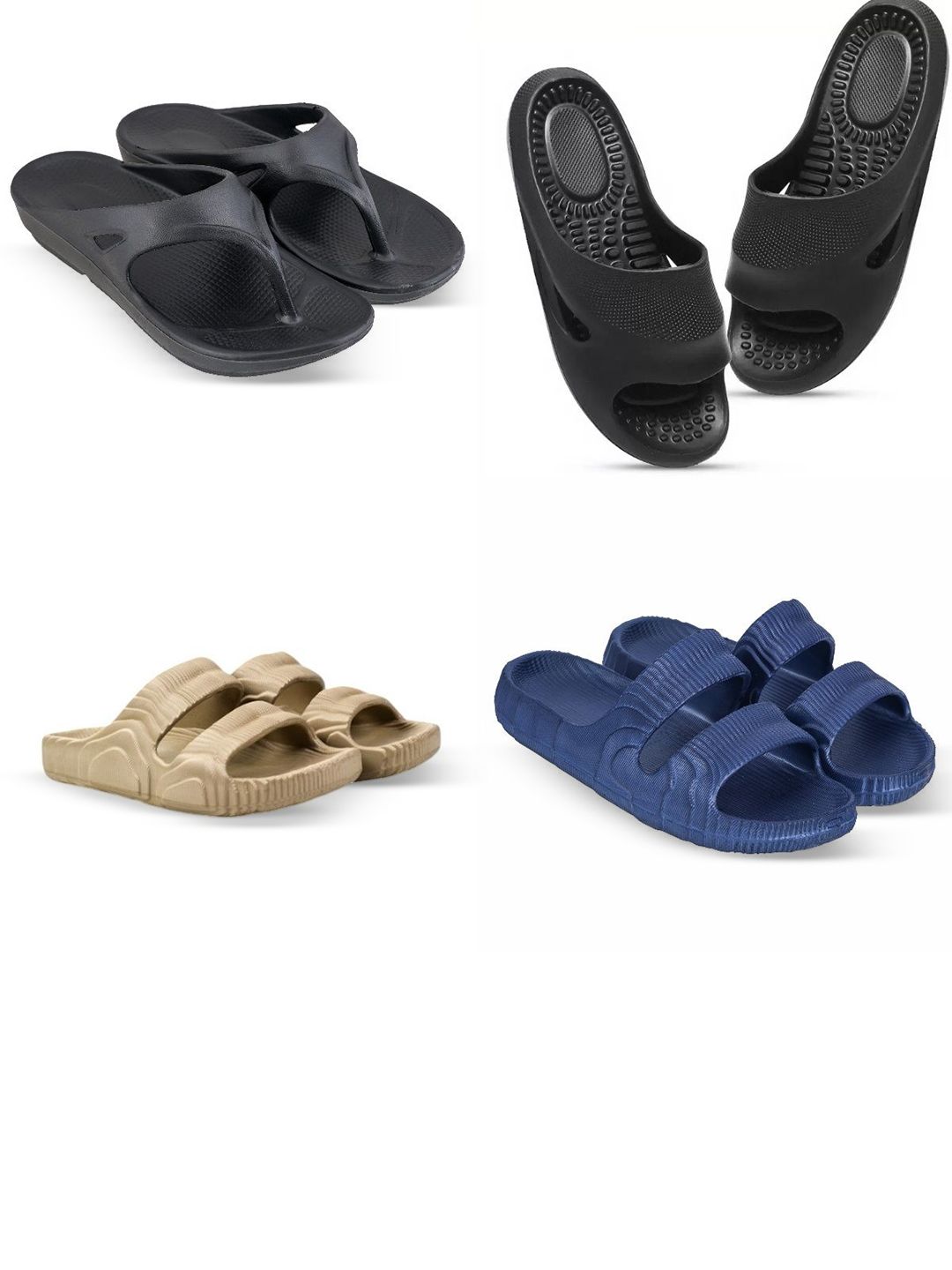 Feel alive Men Set of 4 Pair Self Design Lightweight Sliders