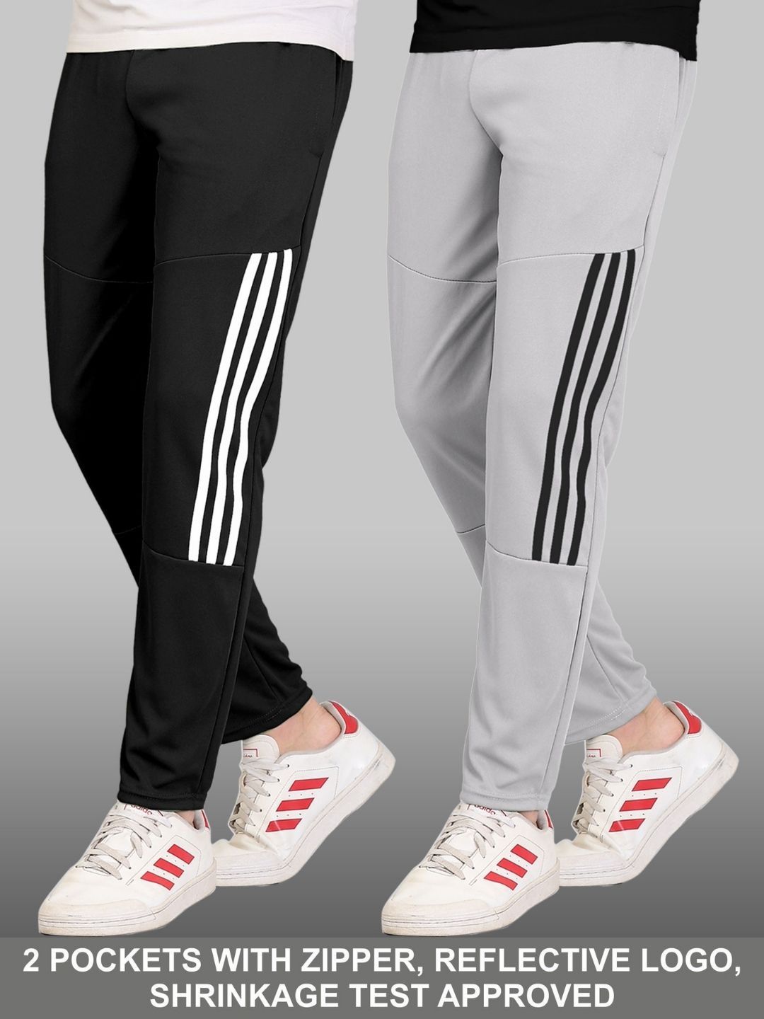 Urban Buccachi Men Pack Of 2 Striped Rapid-Dry Side Pockets Track Pants