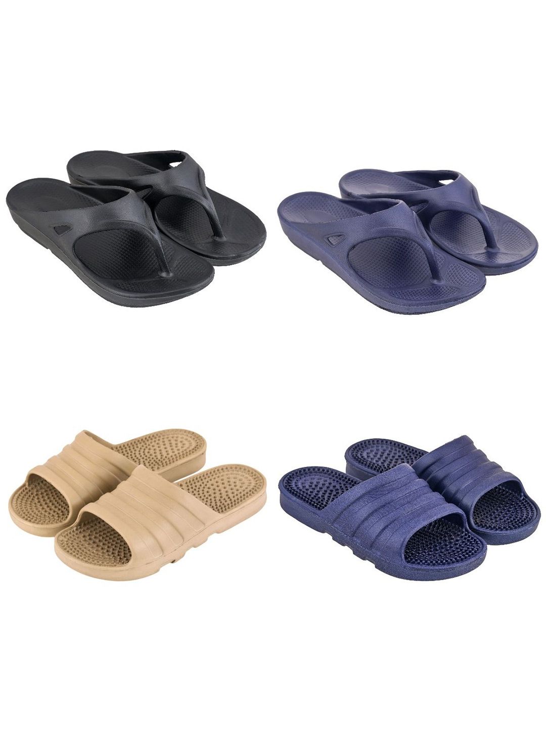Feel alive Men Pack of 4 Lightweight Flip Flops