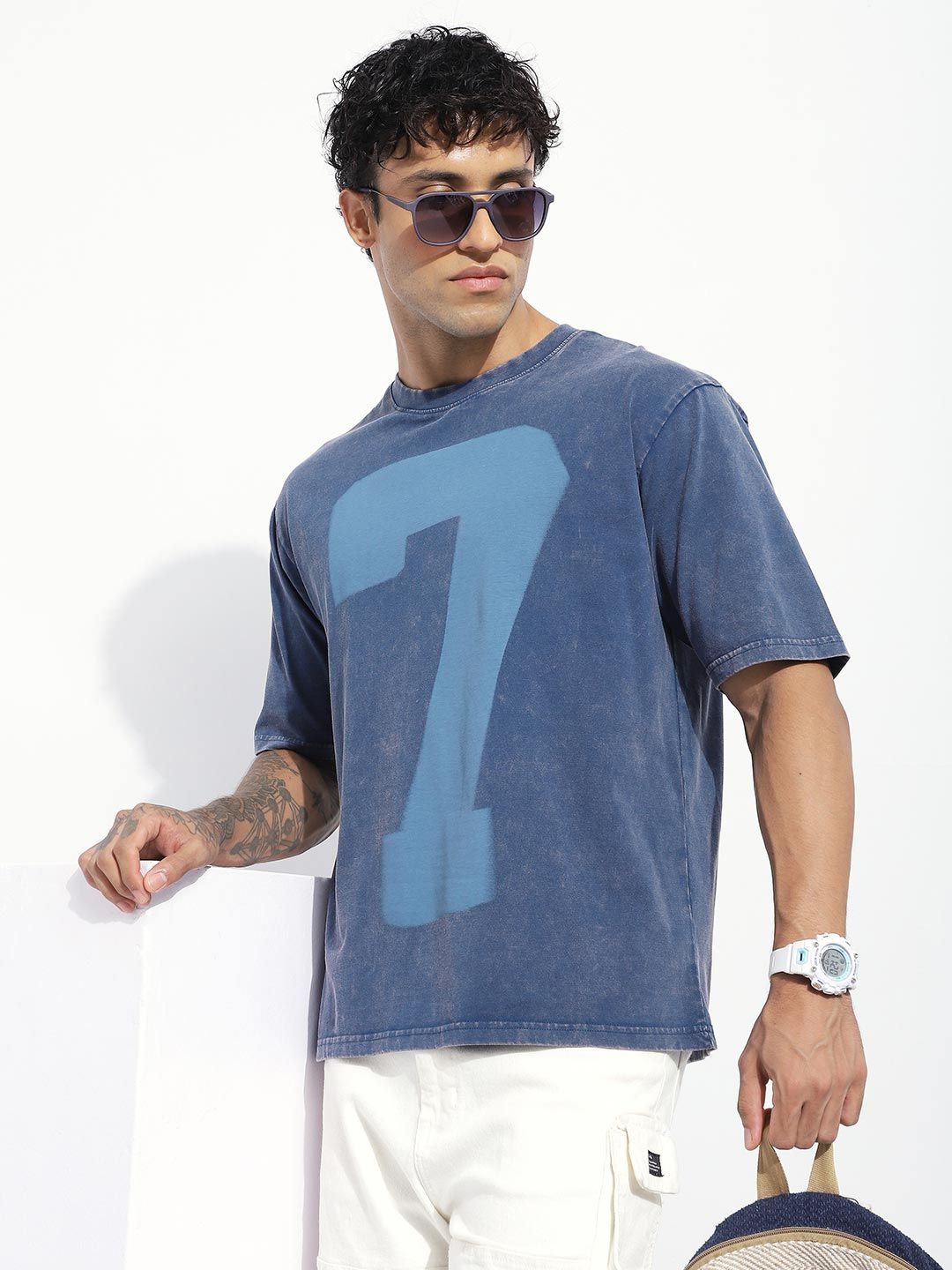 Difference of Opinion Men Oversized Acid Washed Printed Tshirt