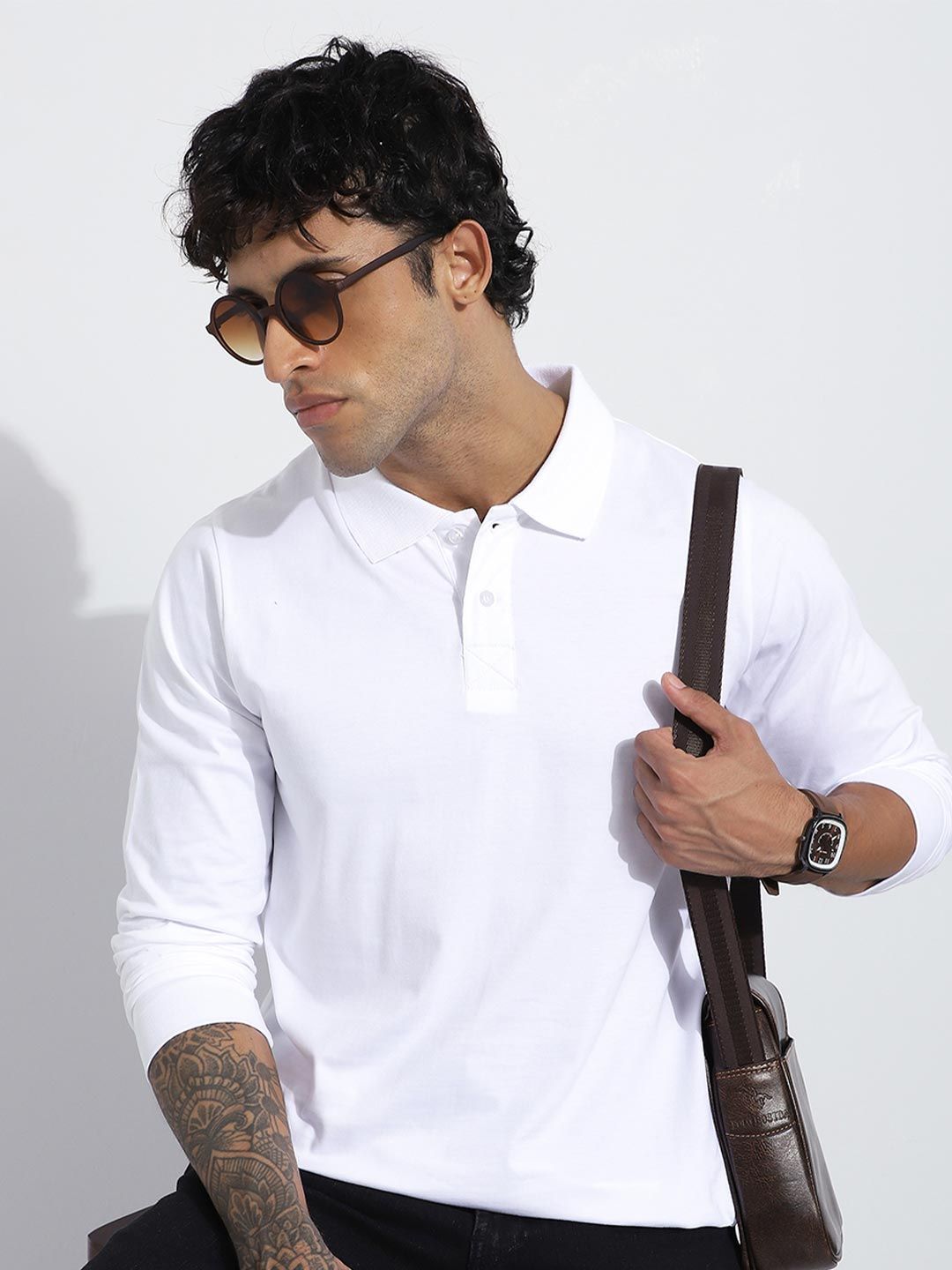 DILLINGER Men Regular Fit Long Sleeve Solid Polo Tshirt