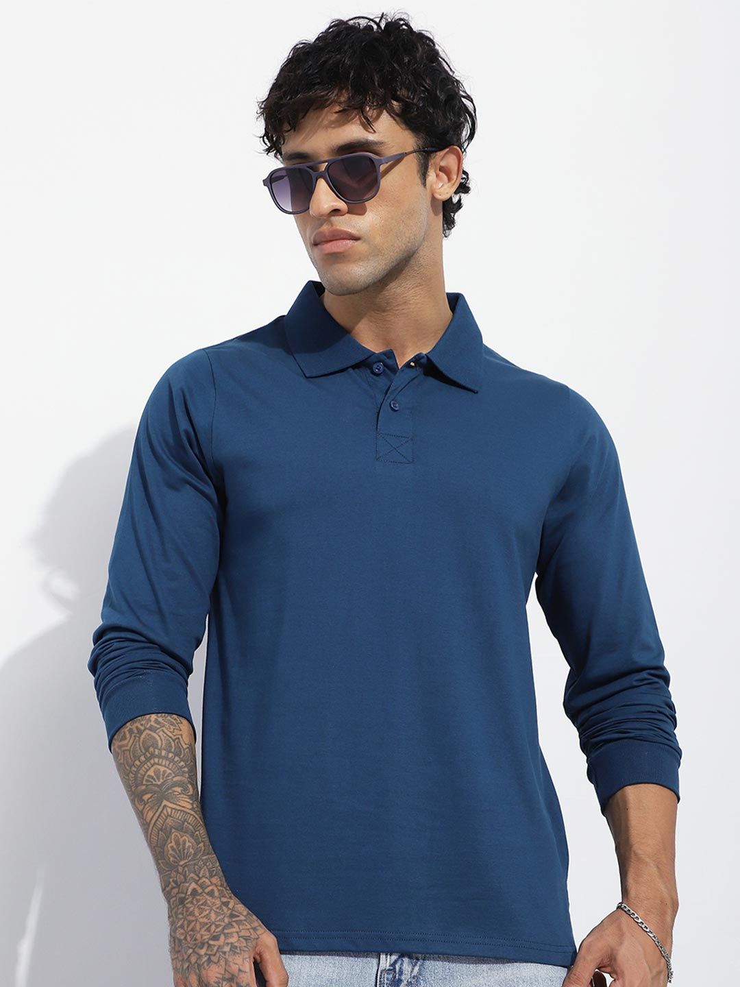 DILLINGER Men Regular Fit Long Sleeve Solid Polo Tshirt