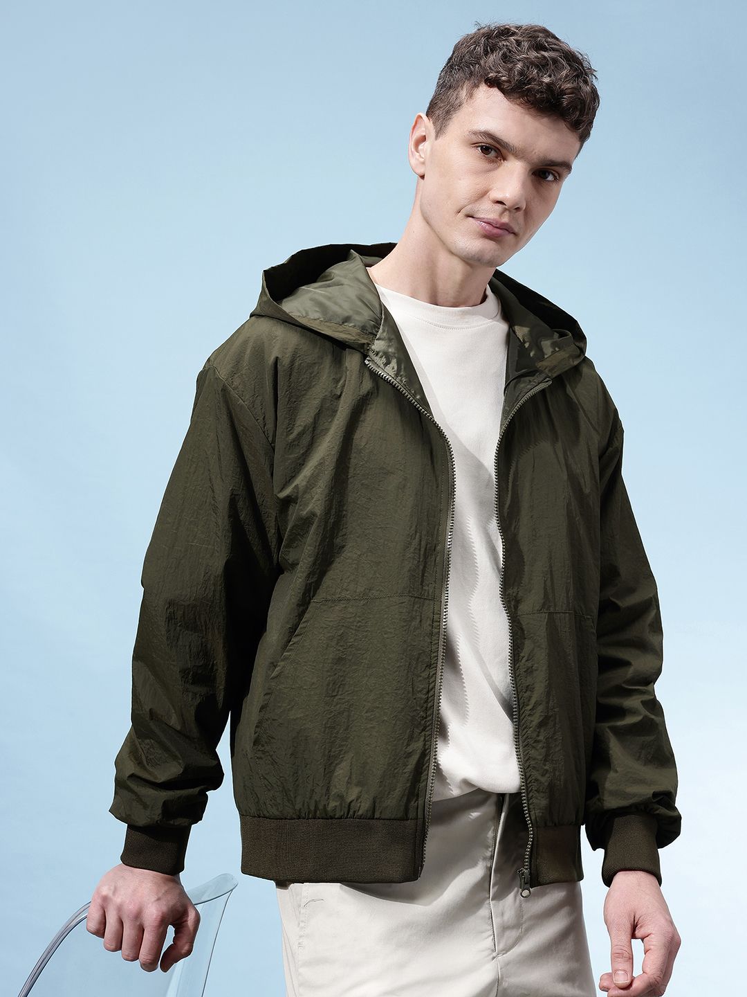 glitchez Hooded Oversized Bomber Jacket