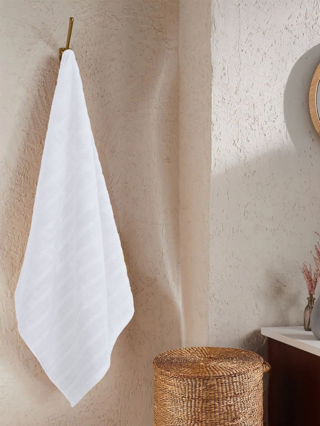MYTRIDENT MYTRIDENT White Cotton 400 GSM Bath Towel