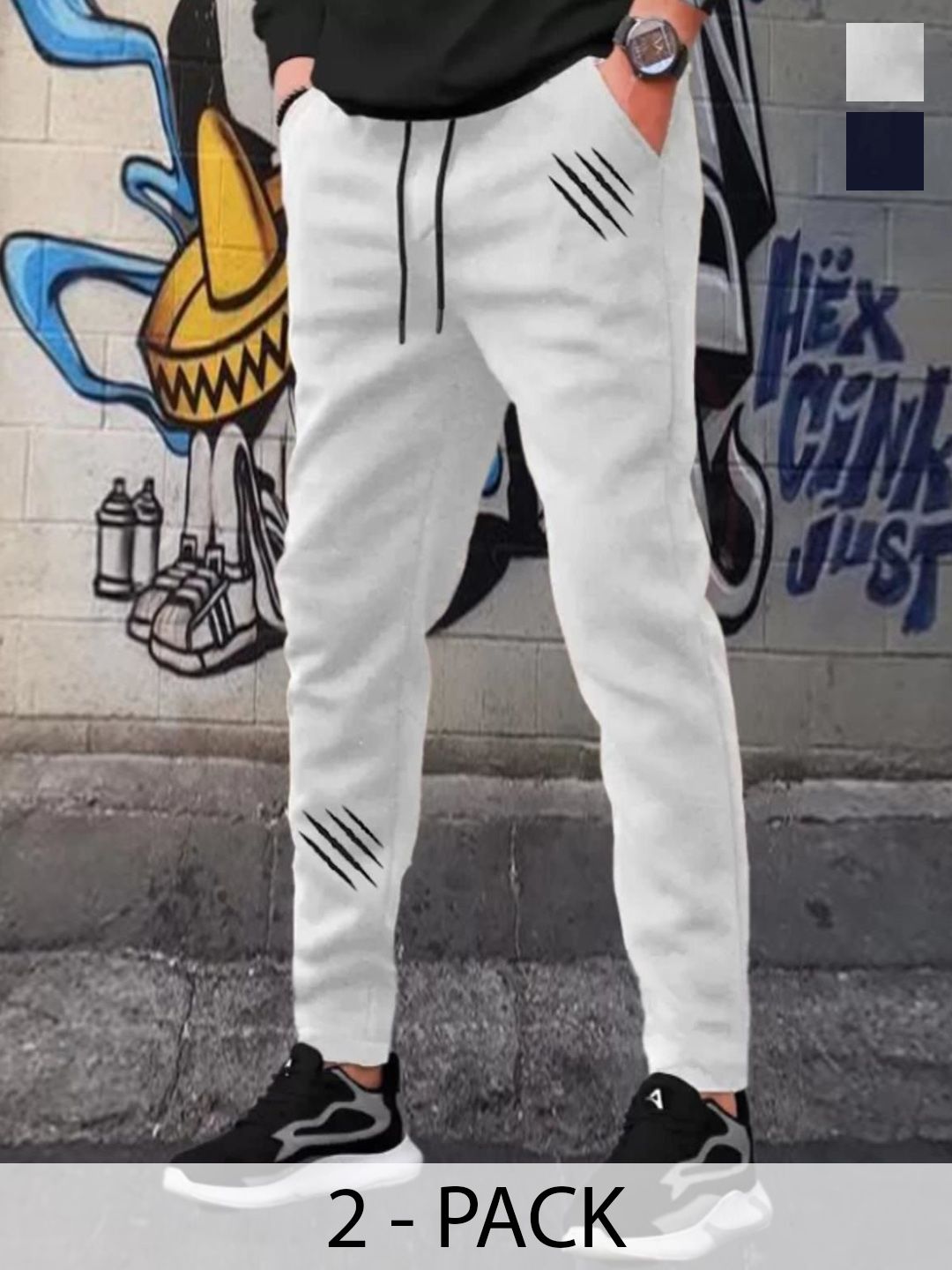 Riksaw Pack Of 2 Men Mid-Rise Track Pants