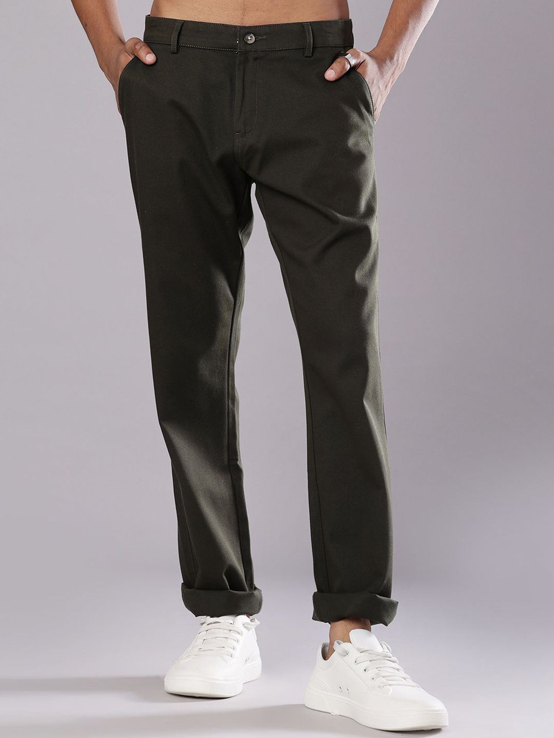 V-Mart Men Textured Mid-Rise Cotton Chinos
