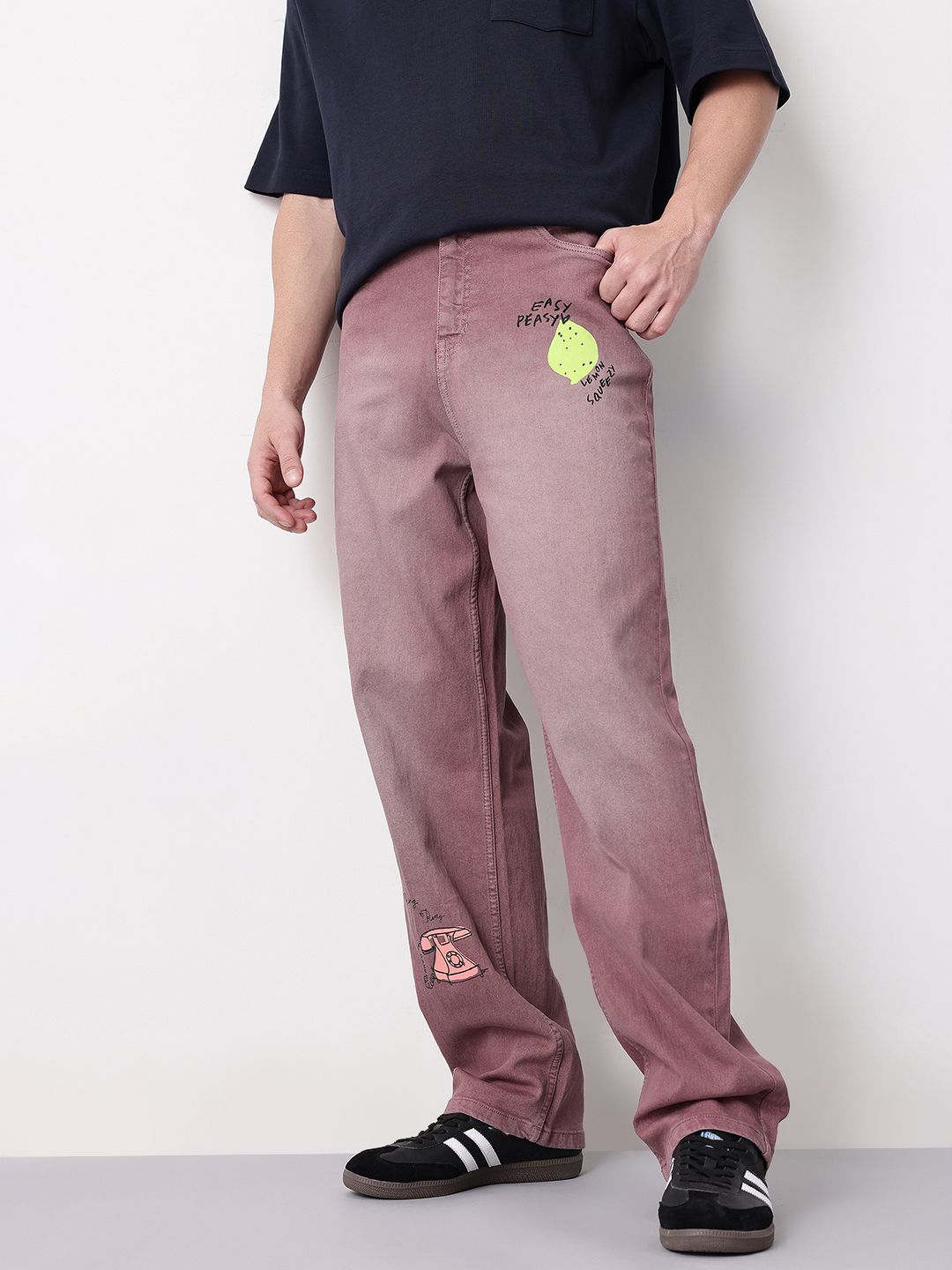 Mast & Harbour Men Loose Fit Mid-Rise Light Fade Printed Jeans