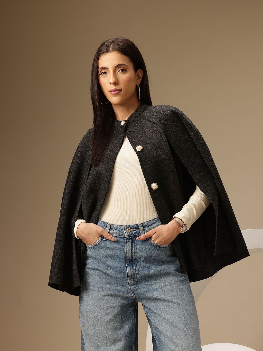 Buy Chemistry Flannel Cape Jacket - Jackets for Women 33927817