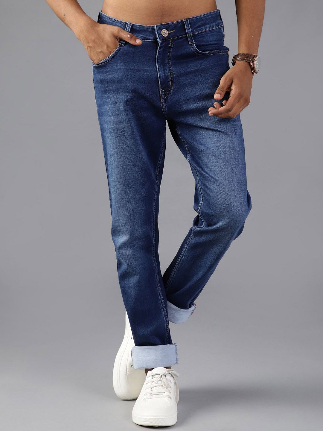 V-Mart Men Regular Fit Mid-Rise Light Fade Denim Stretchable Jeans