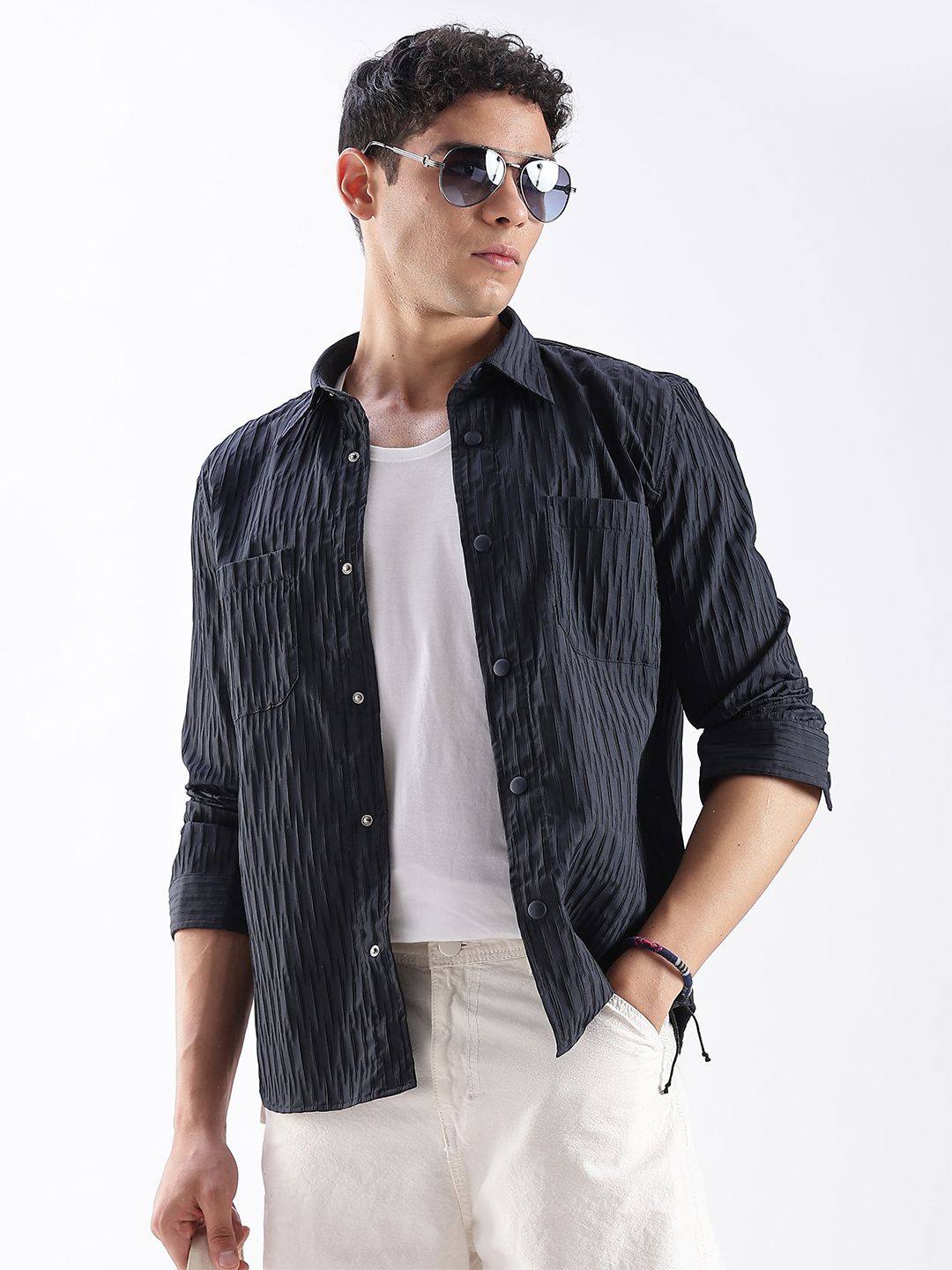 NEVER NEUD Men EBCO Regular Slim Fit Casual Shackets Shirt