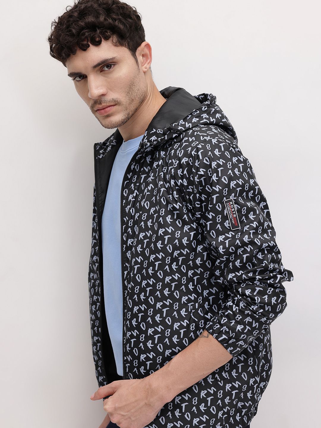 The Roadster Life Co. Typography Printed Hooded Bomber Jacket