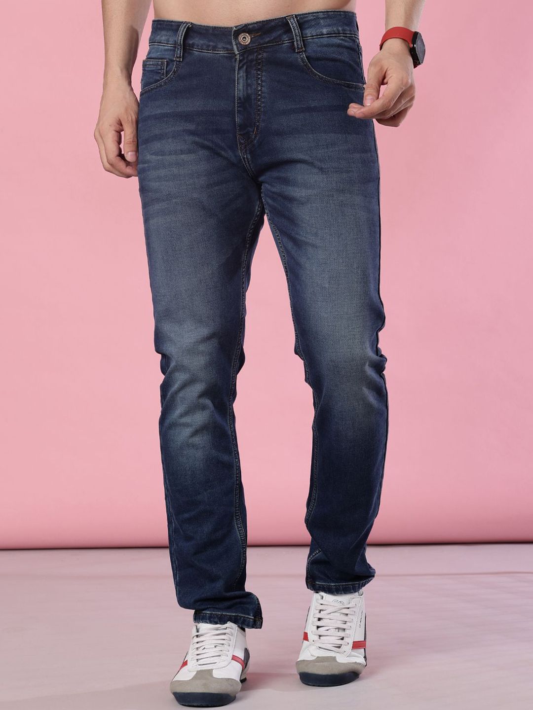 V-Mart Men Regular Fit Mid-Rise Light Fade Stretchable Jeans