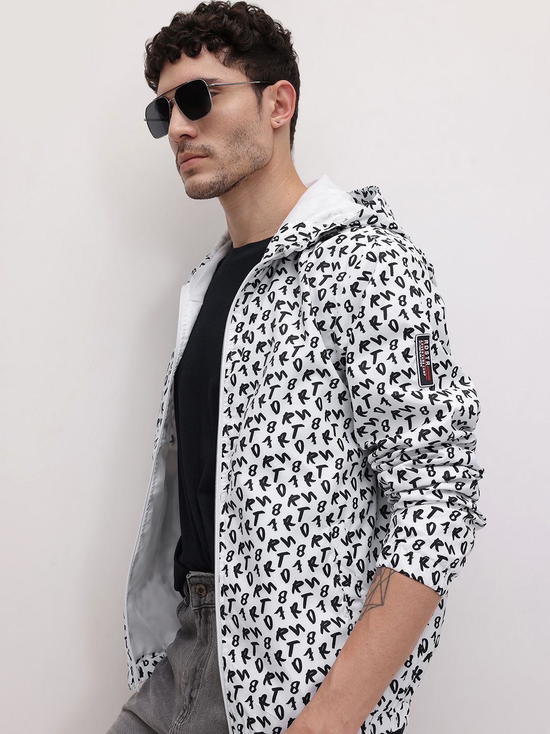 The Roadster Life Co. Typography Printed Hooded Bomber Jacket