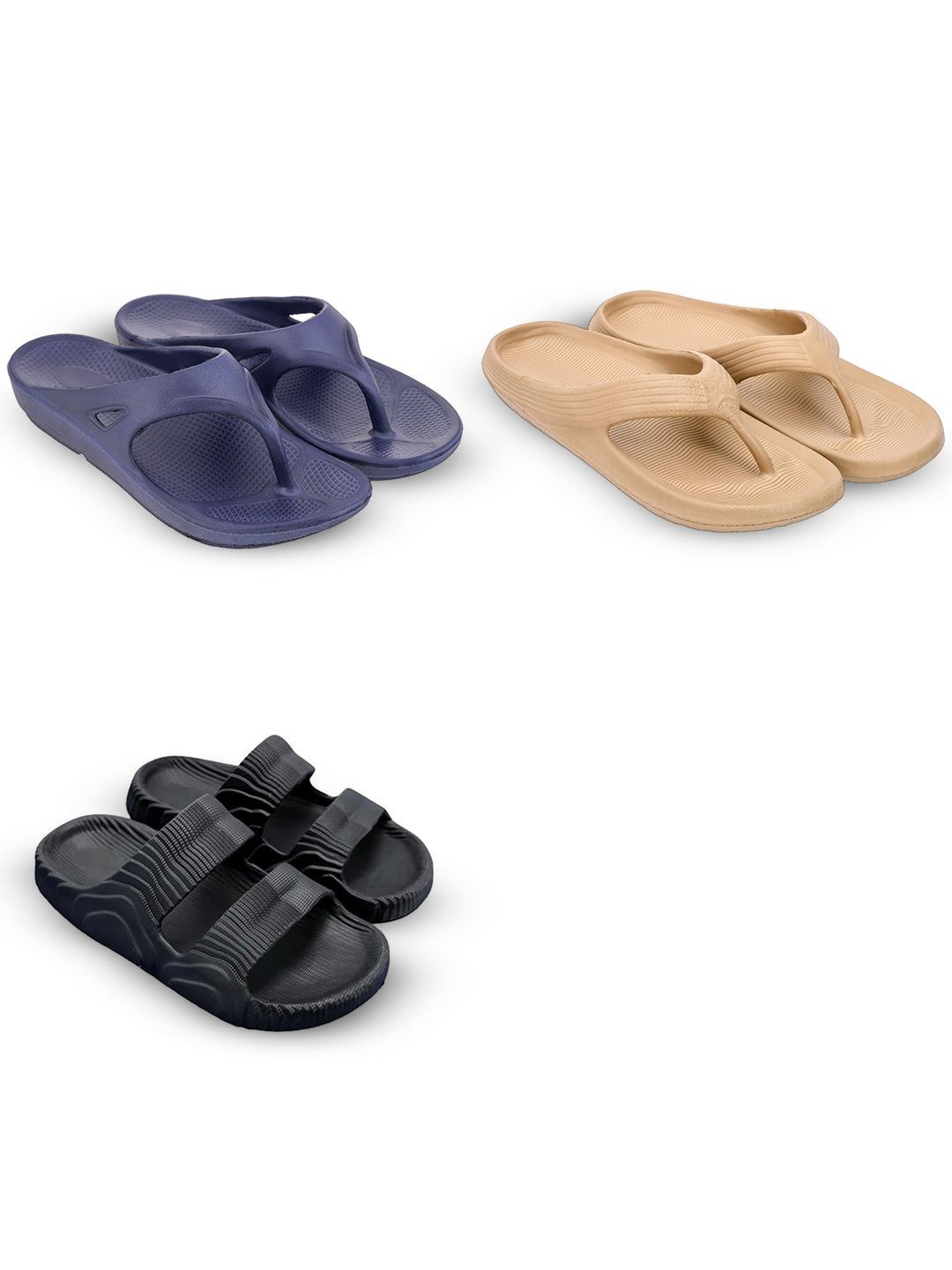 Feel alive Men Set of 3 Lightweight Flip Flops