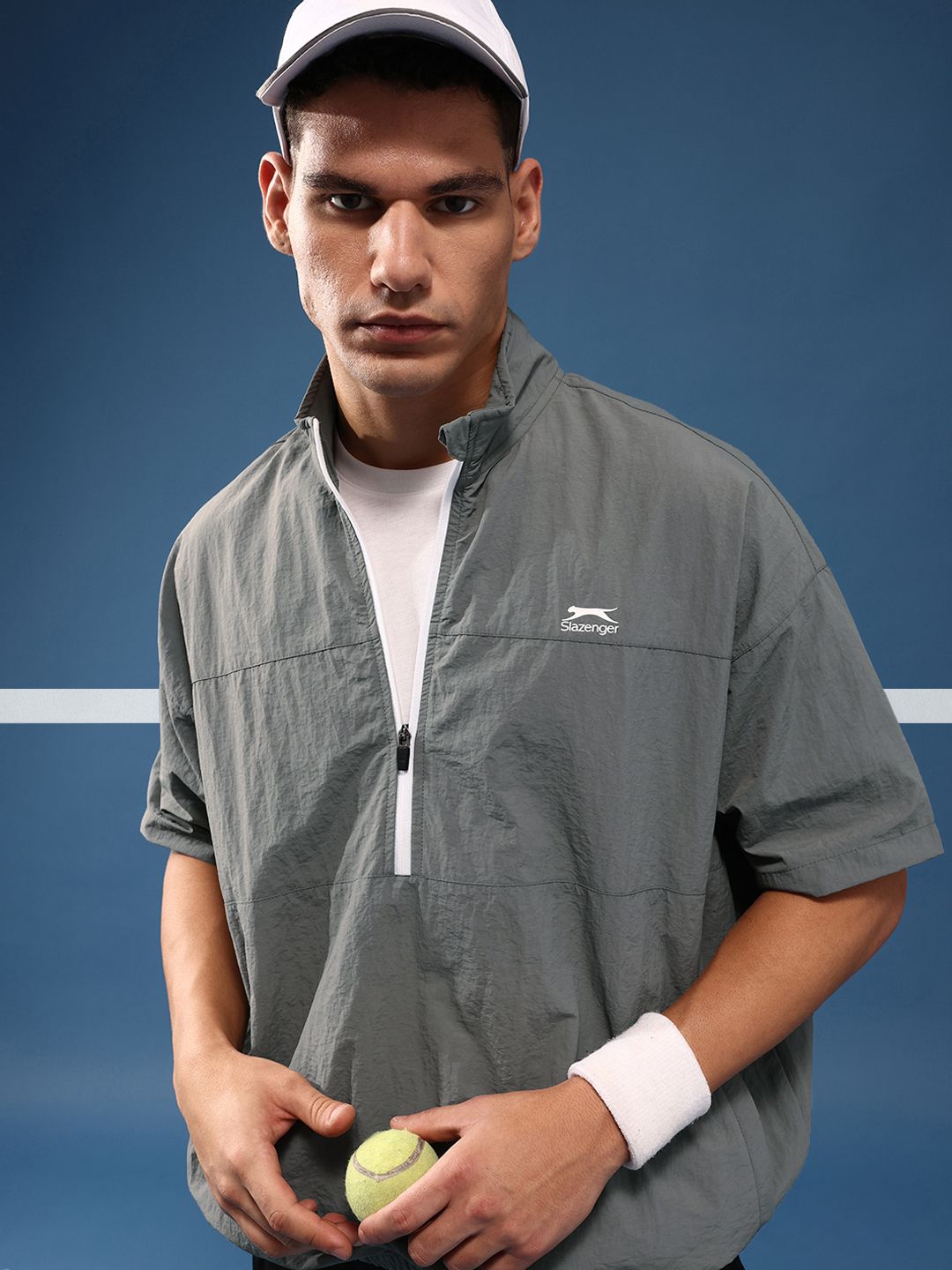 Slazenger Mock Collar Sporty Oversized Jacket