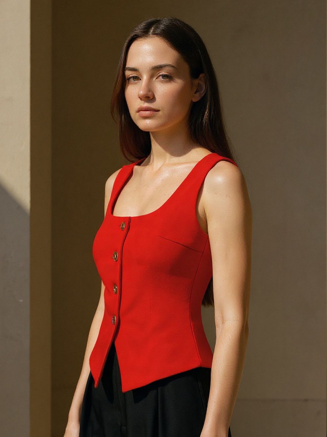 Buy ZYNG Women Solid Square Neck Vest Formal Top - Tops for Women