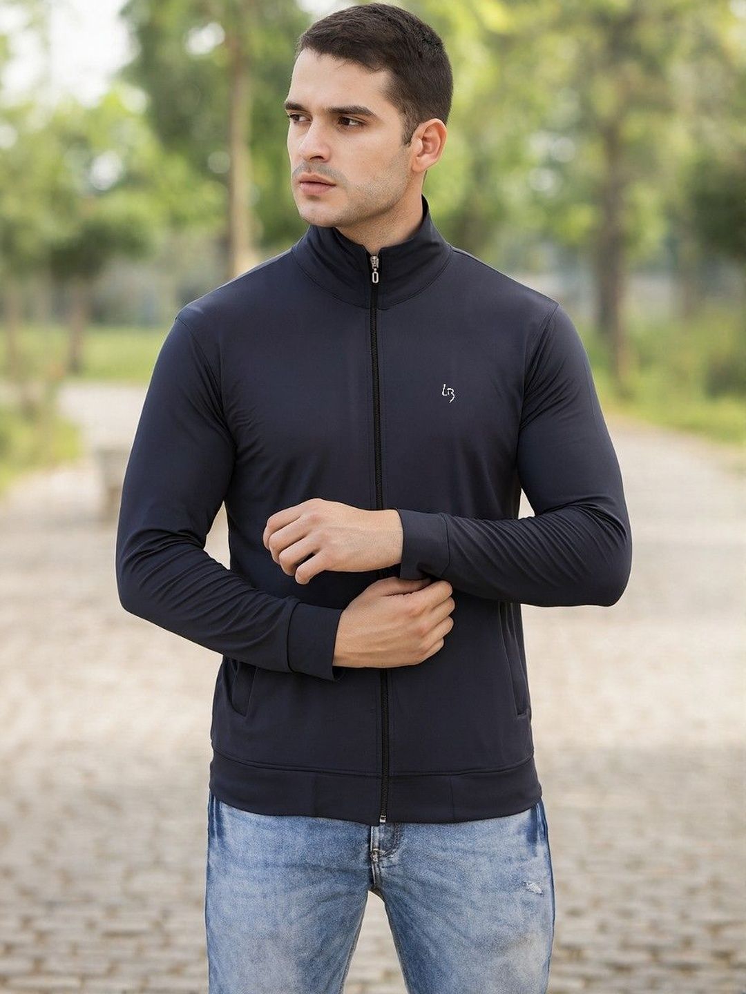 LEE BONEE Men Black Solid With Mock Collar Jacket