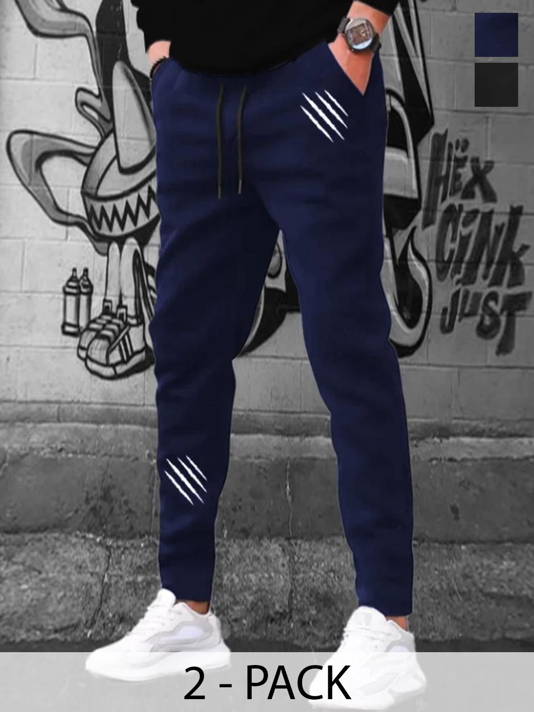 Riksaw Men Pack Of 2 Regular Fit Mid-Rise Track Pants