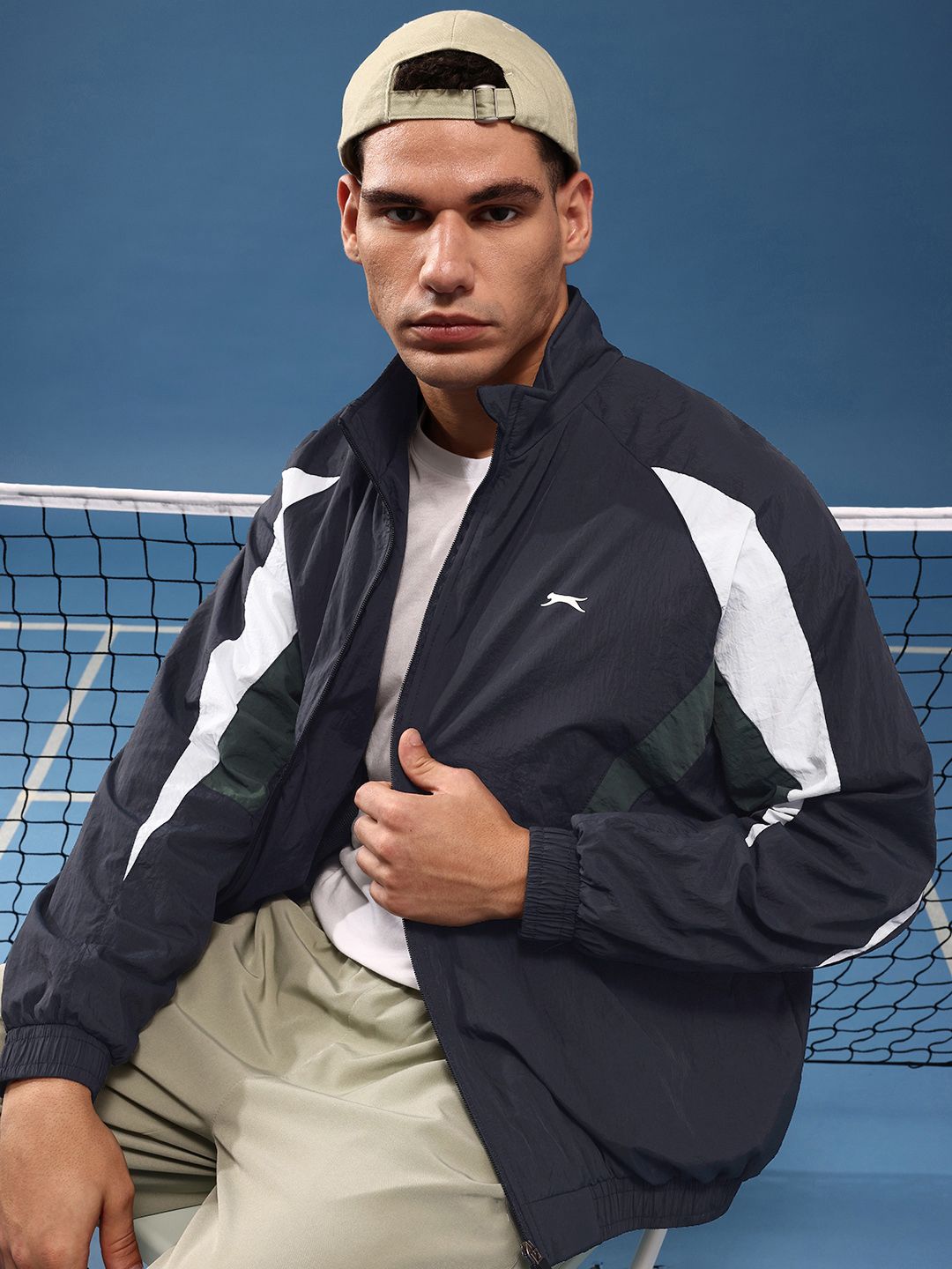 Slazenger Mock Collar Sporty Oversized Jacket