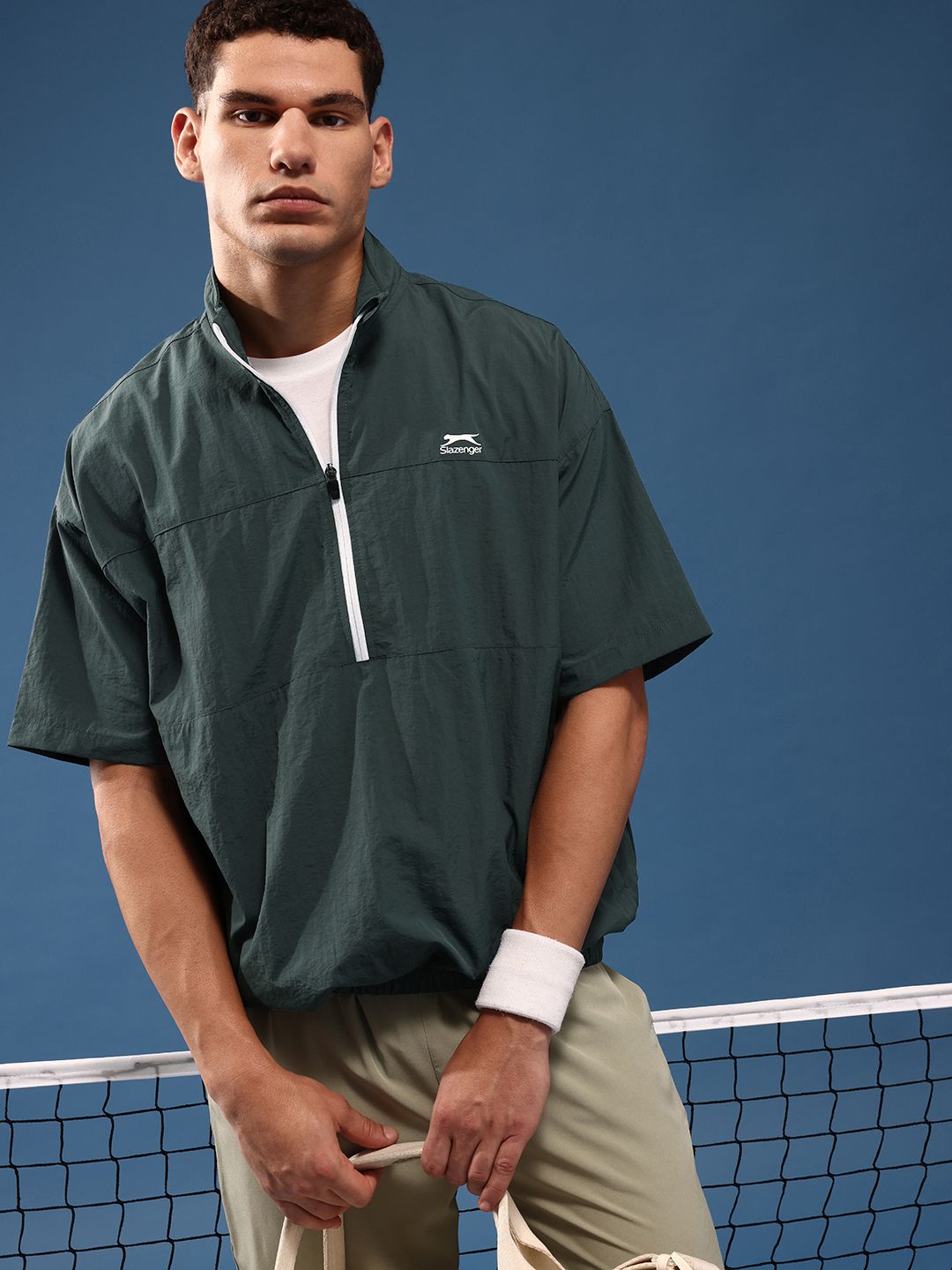 Slazenger Mock Collar Sporty Oversized Jacket